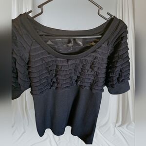 Sheer Ruffled Black Top